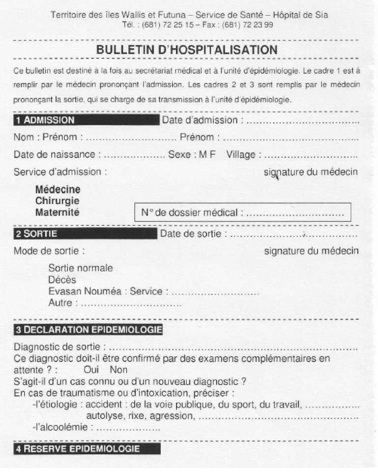hospital admission forms samples