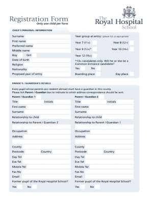 hospital admission forms samples